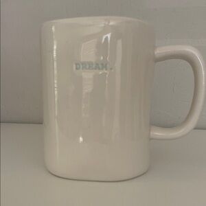 Rae Dunn White Mug with Blue 'DREAM' Inscription